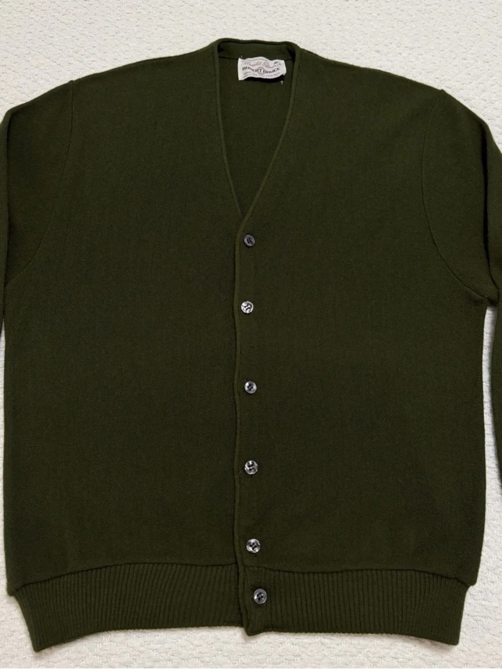 Robert Bruce Arnold Palmer Green Sweater Cardigan 100% Orlon Men’s Size Large